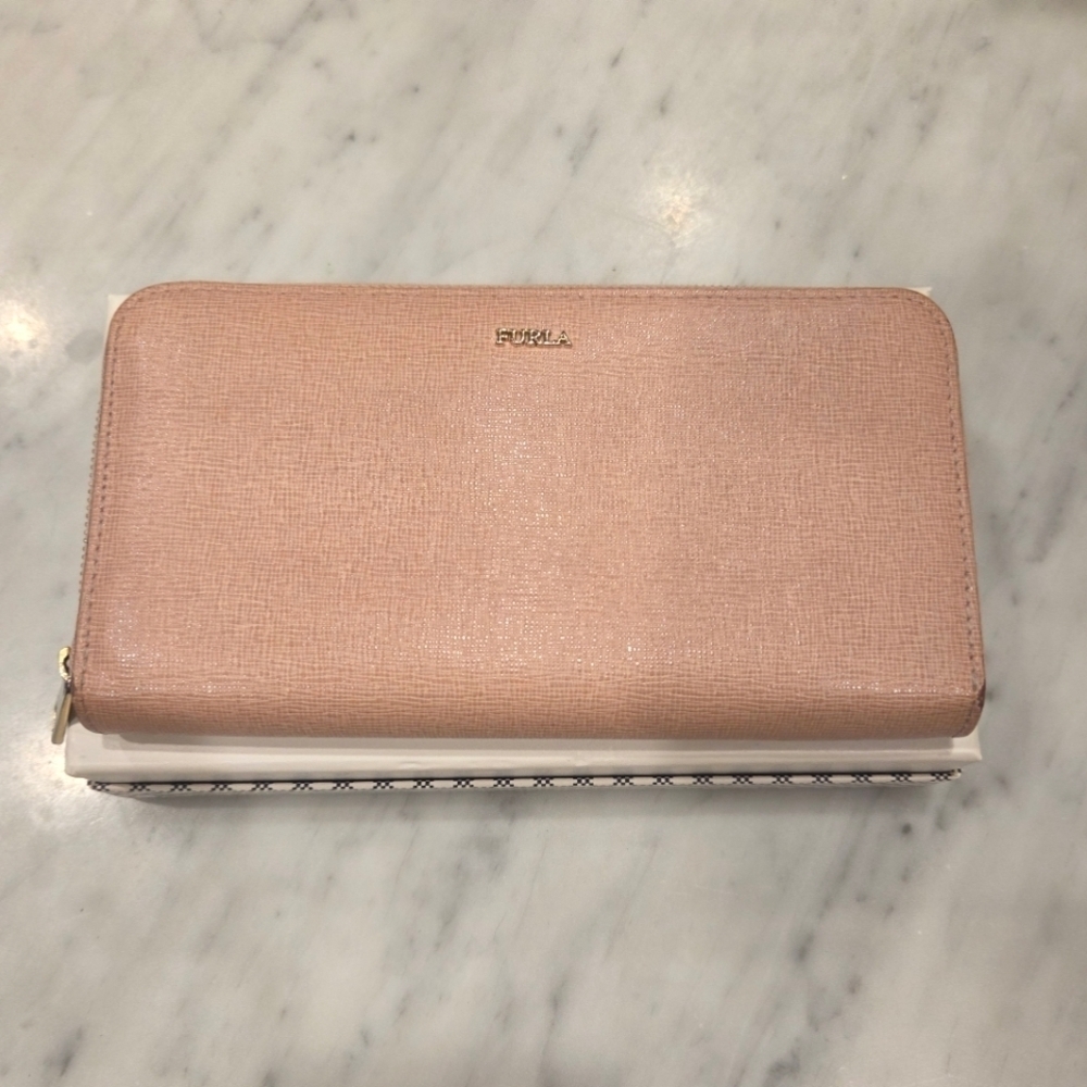 Furla Baby Pink Continental Zippy Wallet With Box
